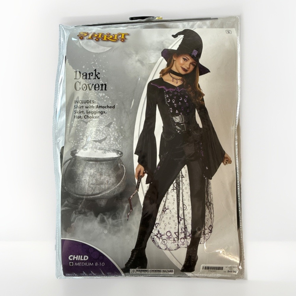 Spirit Halloween Dark Coven Witch Costume Girls Medium 8-10 Goth Complete Set